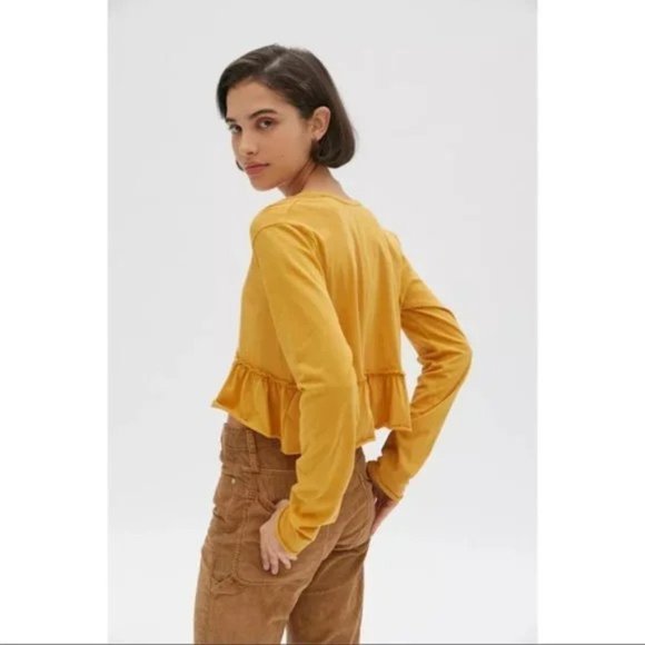 Urban Outfitters Project Social T Tiered Peplum Ruffle Crop Top XS - Picture 3 of 4